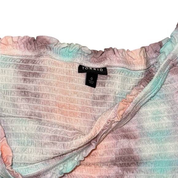 5/$25 Torrid Pastel Tie-Dye Ruffle Top - Picture 3 of 4
